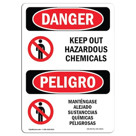 Signmission Safety Sign, OSHA Danger, 14" Height, Aluminum, Keep Out Hazardous Chemicals Spanish OS-DS-A-1014-VS-1403